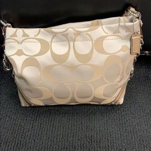 Coach beige zip signature purse
